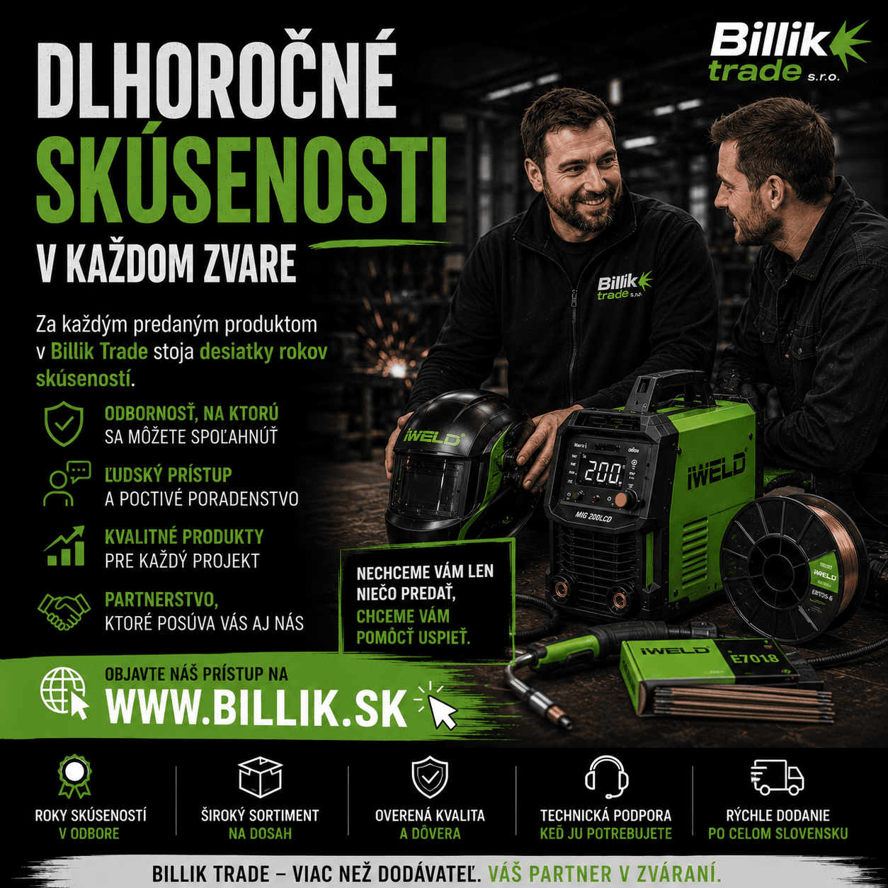 Servis a oprava zváračiek — Billik Trade servisné stredisko Nitra